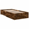 Cadre de lit avec tiroirs sans matelas chêne fumé 90x200 cm 