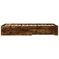 Cadre de lit avec tiroirs sans matelas chêne fumé 90x200 cm 