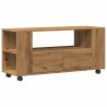 Meuble TV avec roulettes chêne artisanal bois d'ingénierie 