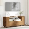 Meuble TV avec roulettes chêne artisanal bois d'ingénierie 