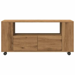 Meuble TV avec roulettes chêne artisanal bois d'ingénierie 