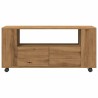Meuble TV avec roulettes chêne artisanal bois d'ingénierie 