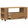 Meuble TV avec roulettes chêne artisanal bois d'ingénierie 