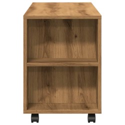 Meuble TV avec roulettes chêne artisanal bois d'ingénierie 