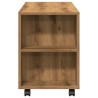 Meuble TV avec roulettes chêne artisanal bois d'ingénierie 