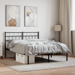 Cadre de lit métal sans matelas avec tête de lit noir 120x190cm 