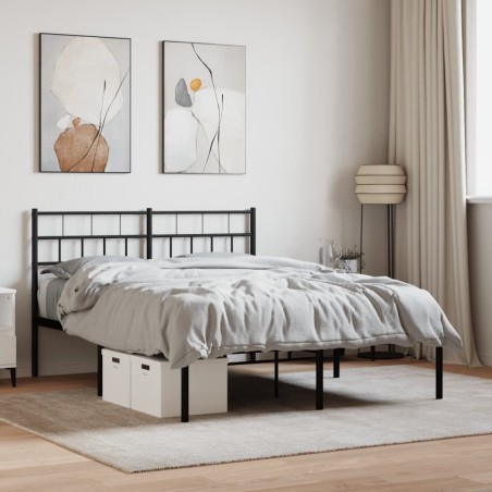 Cadre de lit métal sans matelas avec tête de lit noir 120x190cm 
