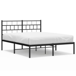 Cadre de lit métal sans matelas avec tête de lit noir 120x190cm 