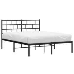 Cadre de lit métal sans matelas avec tête de lit noir 120x190cm 