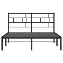 Cadre de lit métal sans matelas avec tête de lit noir 120x190cm 