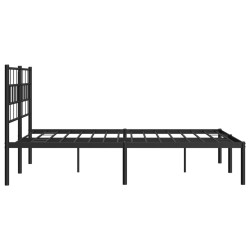 Cadre de lit métal sans matelas avec tête de lit noir 120x190cm 