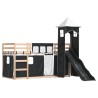 Lit superposé sans matelas avec toboggan blanc noir 90x200 cm 