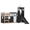 Lit superposé sans matelas avec toboggan blanc noir 90x200 cm 