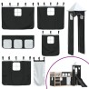 Lit superposé sans matelas avec toboggan blanc noir 90x200 cm 