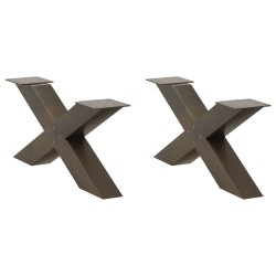 Pieds de table basse en forme de X, 2 pièces, acier naturel, 70 x (30-31) cm 