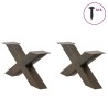 Pieds de table basse en forme de X, 2 pièces, acier naturel, 70 x (30-31) cm 