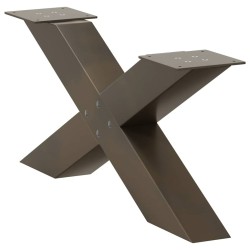 Pieds de table basse en forme de X, 2 pièces, acier naturel, 70 x (30-31) cm 
