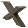 Pieds de table basse en forme de X, 2 pièces, acier naturel, 70 x (30-31) cm 