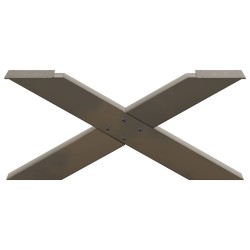 Pieds de table basse en forme de X, 2 pièces, acier naturel, 70 x (30-31) cm 