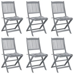 Chaises pliables d'extérieur lot de 6 et coussins Bois d'acacia 