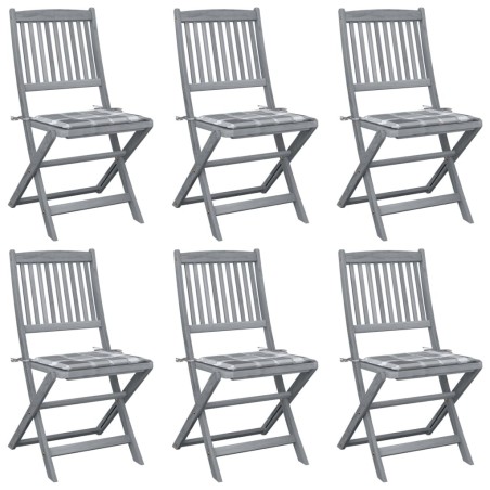 Chaises pliables d'extérieur lot de 6 et coussins Bois d'acacia 