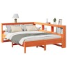 Lit bibliothèque sans matelas cire marron 140x190 cm pin massif 