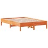 Lit bibliothèque sans matelas cire marron 140x190 cm pin massif 