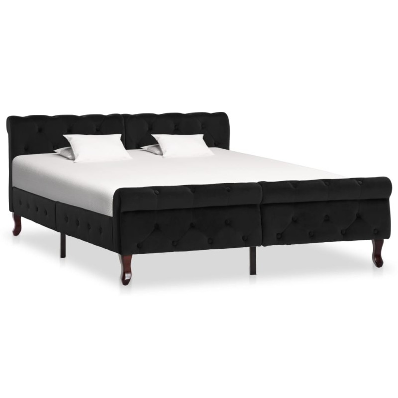 Cadre de lit sans matelas noir velours 140x200 cm Cadre de lit sans matelas noir velours 140x200 cm