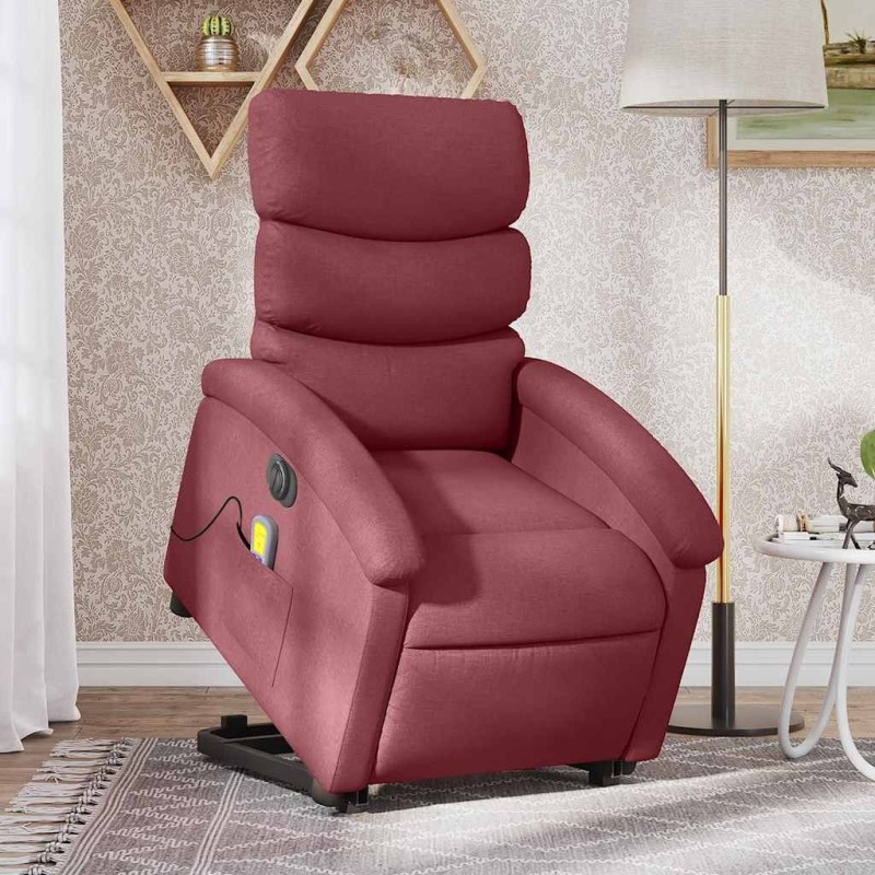 Fauteuil inclinable de massage électrique Rouge bordeaux Tissu 