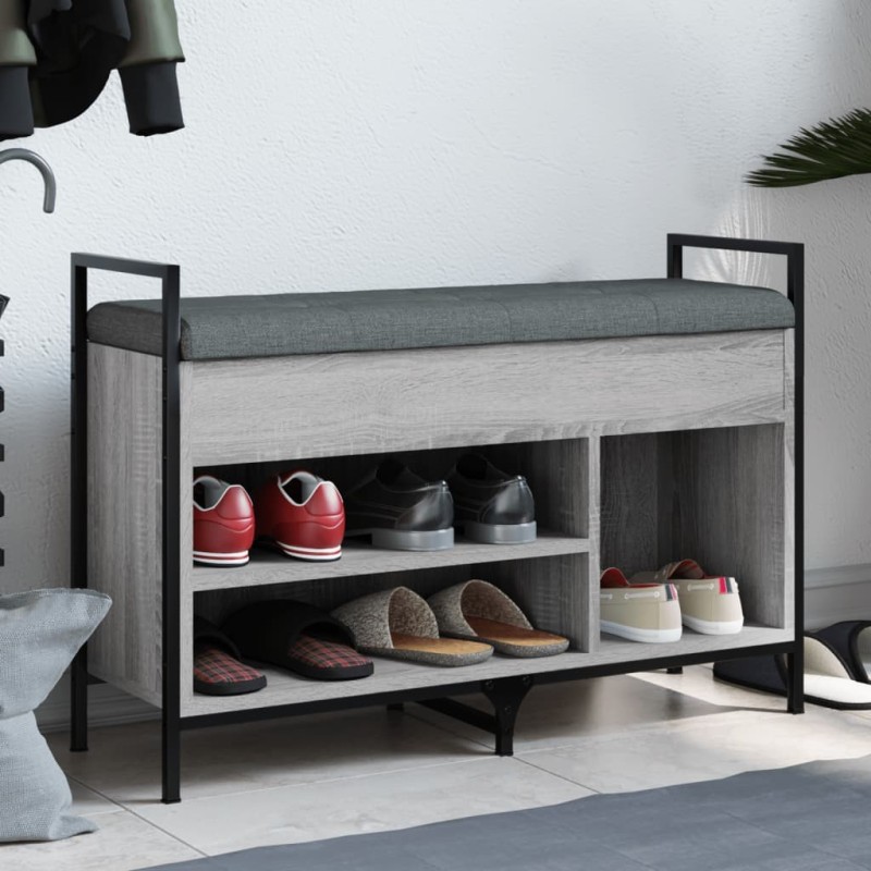 Banc à chaussures sonoma gris 85,5x32x57,5 cm bois d'ingénierie 