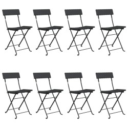 Chaises de bistrot pliantes lot de 8 Noir Résine tressée acier 