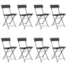 Chaises de bistrot pliantes lot de 8 Noir Résine tressée acier 