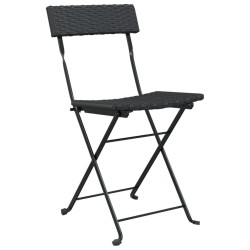 Chaises de bistrot pliantes lot de 8 Noir Résine tressée acier 