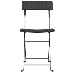 Chaises de bistrot pliantes lot de 8 Noir Résine tressée acier 