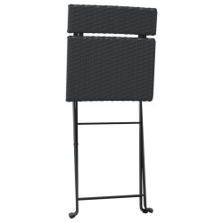 Chaises de bistrot pliantes lot de 8 Noir Résine tressée acier 
