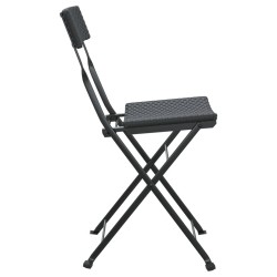 Chaises de bistrot pliantes lot de 8 Noir Résine tressée acier 