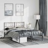 Cadre de lit métal sans matelas avec pied de lit noir 135x190cm 