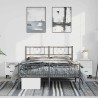 Cadre de lit métal sans matelas avec pied de lit noir 135x190cm 