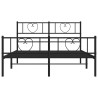 Cadre de lit métal sans matelas avec pied de lit noir 135x190cm 