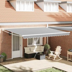 Auvent rétractable anthracite et blanc 4,5x3 m tissu/aluminium 