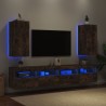 Meubles TV muraux et lumières LED 2pcs chêne fumé 30,5x35x70 cm 
