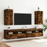 Meubles TV muraux et lumières LED 2pcs chêne fumé 30,5x35x70 cm 