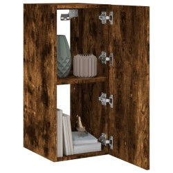 Meubles TV muraux et lumières LED 2pcs chêne fumé 30,5x35x70 cm 