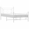 Cadre de lit métal sans matelas et pied de lit blanc 107x203 cm 