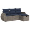 Salon de jardin 4 pcs avec coussins gris résine tressée 