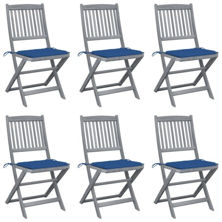 Chaises pliables d'extérieur lot de 6 et coussins Bois d'acacia 