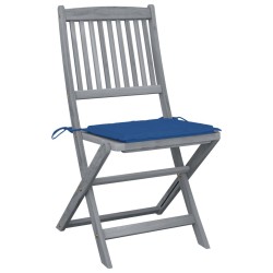 Chaises pliables d'extérieur lot de 6 et coussins Bois d'acacia 