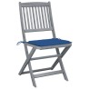 Chaises pliables d'extérieur lot de 6 et coussins Bois d'acacia 