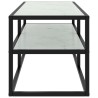 Meuble TV noir avec verre marbre blanc 100x40x40 cm 