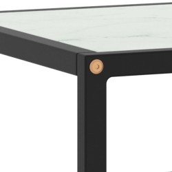Meuble TV noir avec verre marbre blanc 100x40x40 cm 